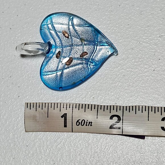 Elegant Hand Painted Art Glass Heart Pendant Statement Fashion Jewelry Women - Picture 3 of 3